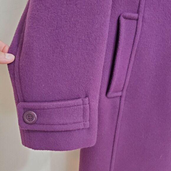 L.L. Bean Womens 6 Petite Bellandi Italian Wool Overcoat Thinsulate Plum Purple - Picture 5 of 11